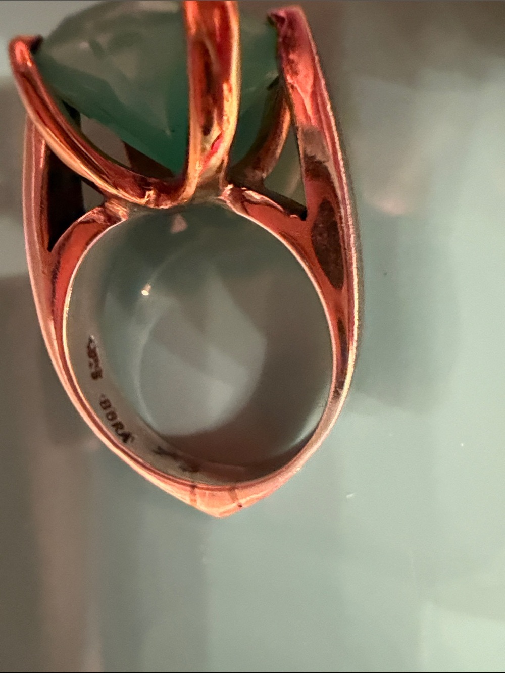 Bora Handcrafted Turquoise Gemstone Cocktail Ring - Women Jewelry - Picture 9 of 10